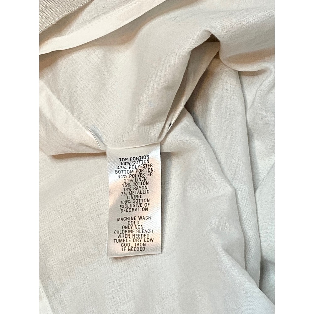 Ann Taylor Loft White Champagne Metallic Ruffle V-Neck Sheath Dress Size 4 - Picture 5 of 5